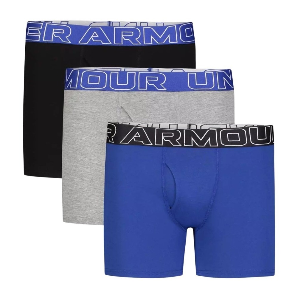 Under Armour Youth UA Original Boxerjock 4" 3-Pack Underwear Medium Blue Gray